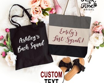 Custom Bridal Totes, Bridesmaid Bag, Bachelorette Party, Wedding Party Tote Bags, Getting Ready bag, Bride Proposal Box,  More Styles/ Totes