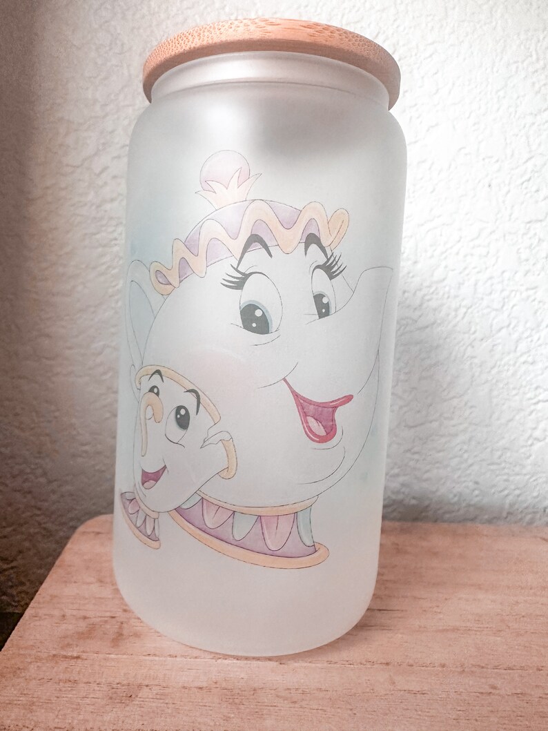 Belle en het beest matglazen blikjes Disney-cadeau IJskoffie matglazen blikje Belle Koffie Belle glazen beker afbeelding 4