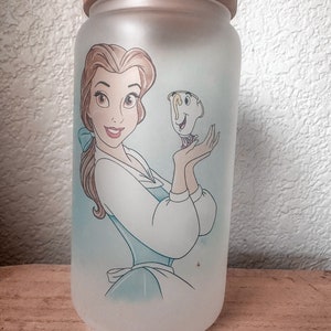 Belle en het beest matglazen blikjes Disney-cadeau IJskoffie matglazen blikje Belle Koffie Belle glazen beker afbeelding 2