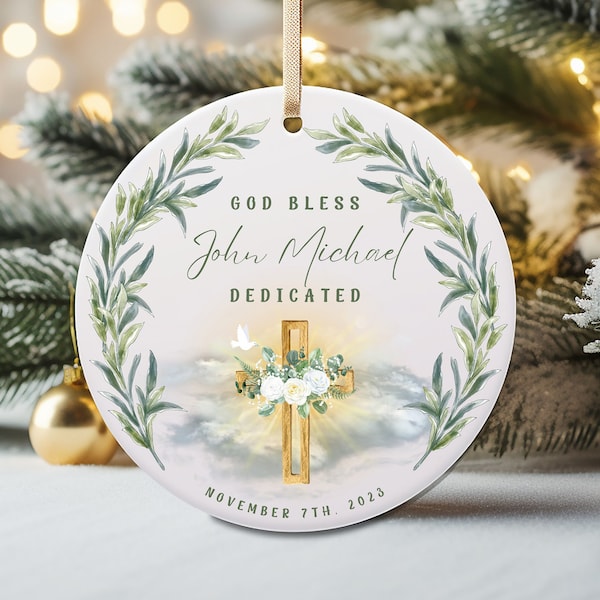 Personalized Dedication Gift for Baby, Baby Dedication Ornament, Christian Gift, Religious Baby Gift