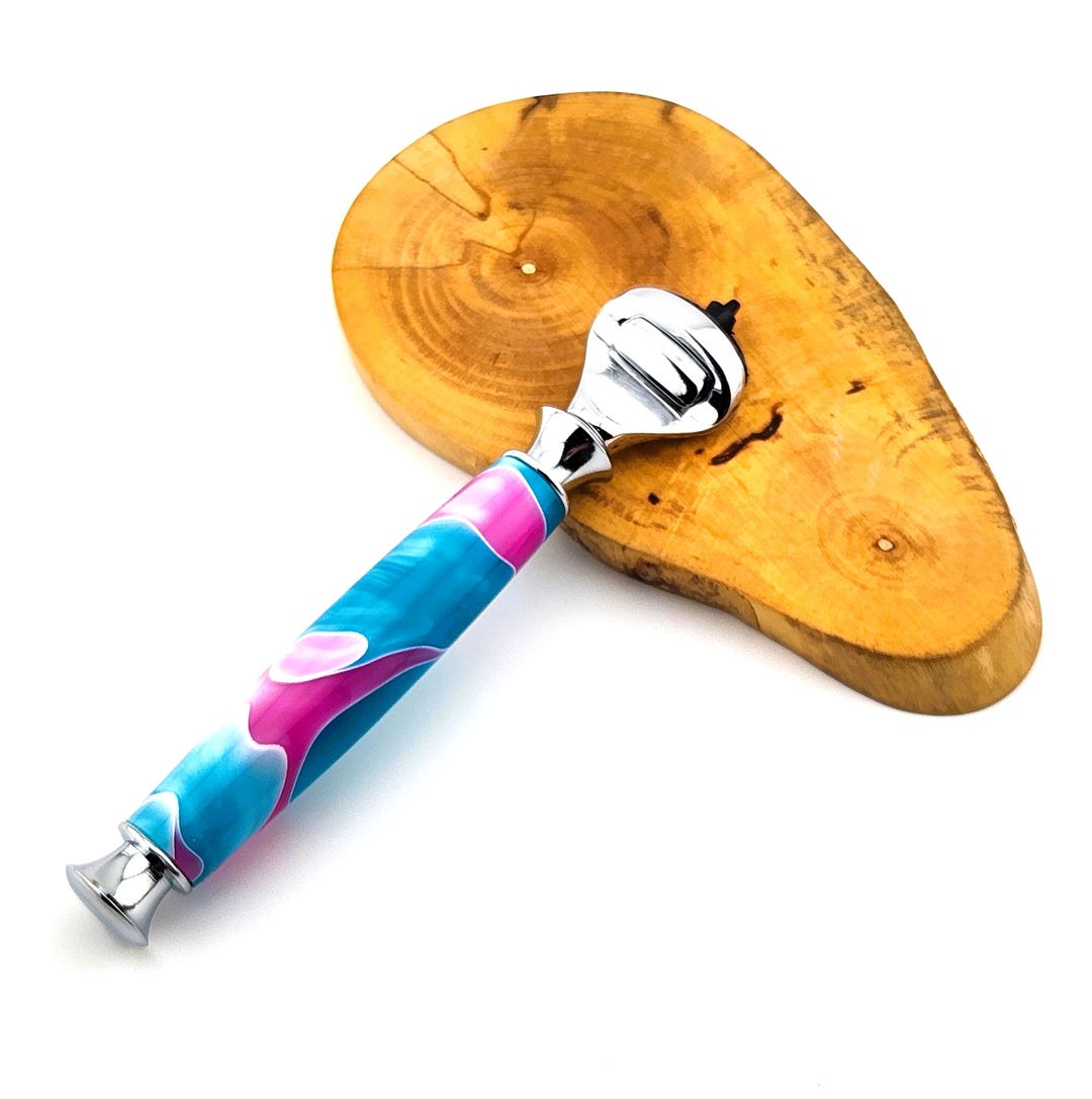 Resin Razor Handle Handcrafted Resin Razor Handle in Blue & Pink: Gillette Fusion or Mach3 ...