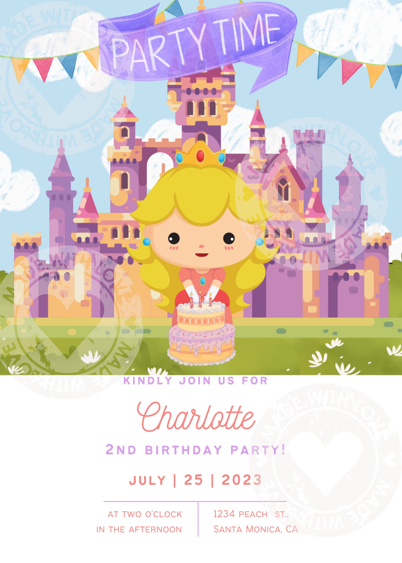 Princess Peach Template Princess Birthday Princess Digital Template Princess Peach Template Princess Birthday Princess Digital Template