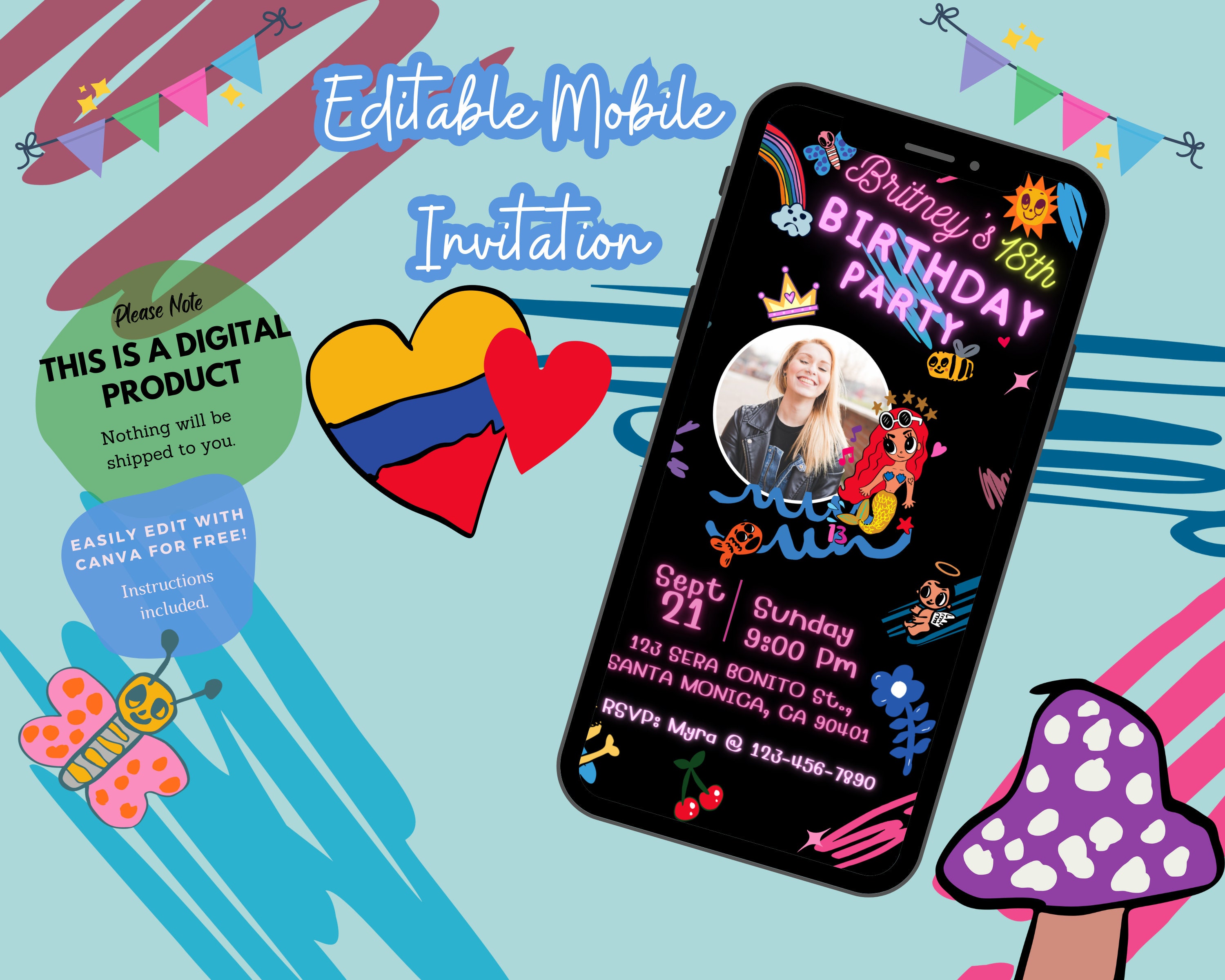 Karol G Party Invitation Template Reggaeton Editable Invitation