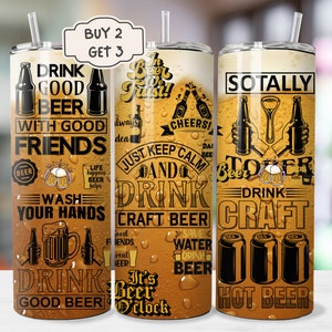 Bier Tumbler Wrap, 20oz Skinny Tumbler Glas bier, Koud Bier Tumbler, Alcohol Tumbler Wrap, Beer Lover Tumbler