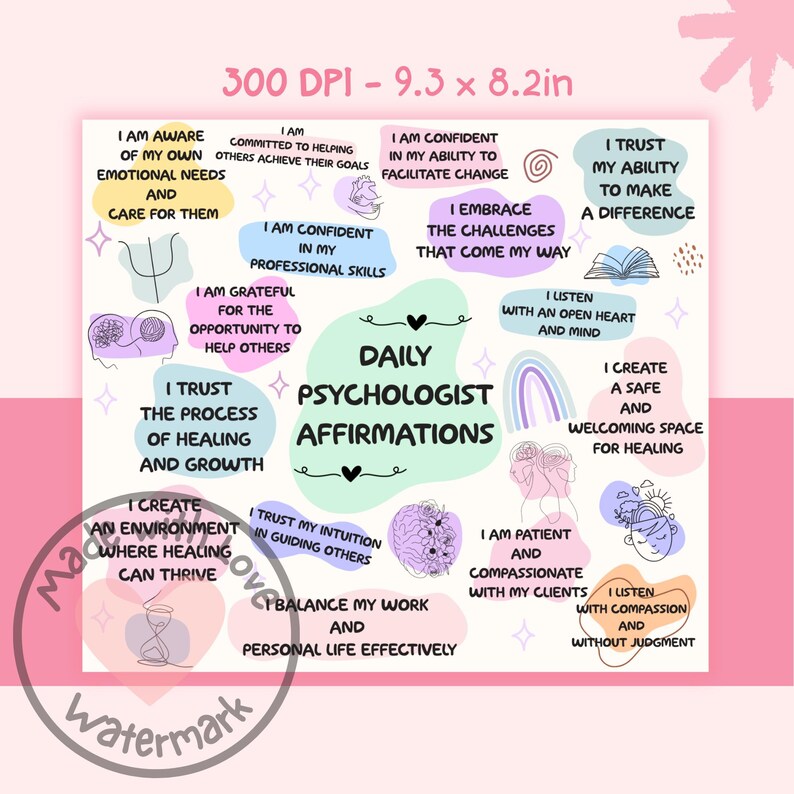 Psychologist Affirmations Tumbler 20oz Psychologist Sublimation Wrap