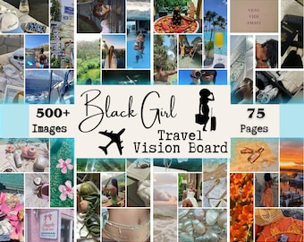 Black Girl Travel Vision Board, 2026 Vision Board Kit, Black Girl Vision Board Printables, Affirmations & Quotes for Black Woman
