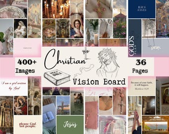 Faith Vision Board Printable Images Bundle Kit PDF for Prayer and Spiritual Growth with Bible Verses and Christian Affirmations