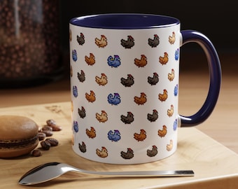 Stardew Valley Chicken Mug - 11oz Stardew Valley Mug, Pelican Town Pixel Art, Junimo Design for Gamers, Gamer Gift, Stardew Sublimation