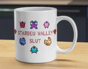 Girly Stardew Valley Slut Mug - 11oz Stardew Valley Cup Wrap, Stardew Valley Sublimation PNG, Pixel Art, Junimo Design  Gamer Gift