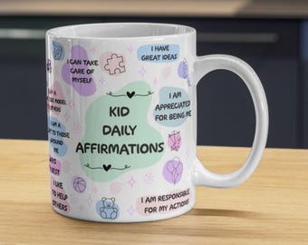 Kids Affirmations Mug - 11oz Kids Sublimation Design, Gift for Kids, Daily Affirmation Tumbler Wrap, Kids Affirmations PNG, Kids Cup,Digital