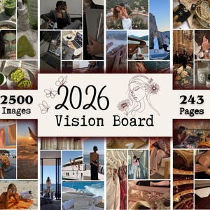 2026年究極のビジョンボードキット、ビジョンボード印刷用画像、マニフェストビジョンボード、引き寄せの法則、デジタルビジョンボードテンプレート