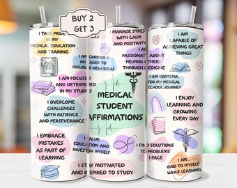 Medical Student Affirmations Tumbler - 20oz Student Sublimation Wrap, Gift for Students, Student Tumbler, Daily Affirmation Tumbler Wrap