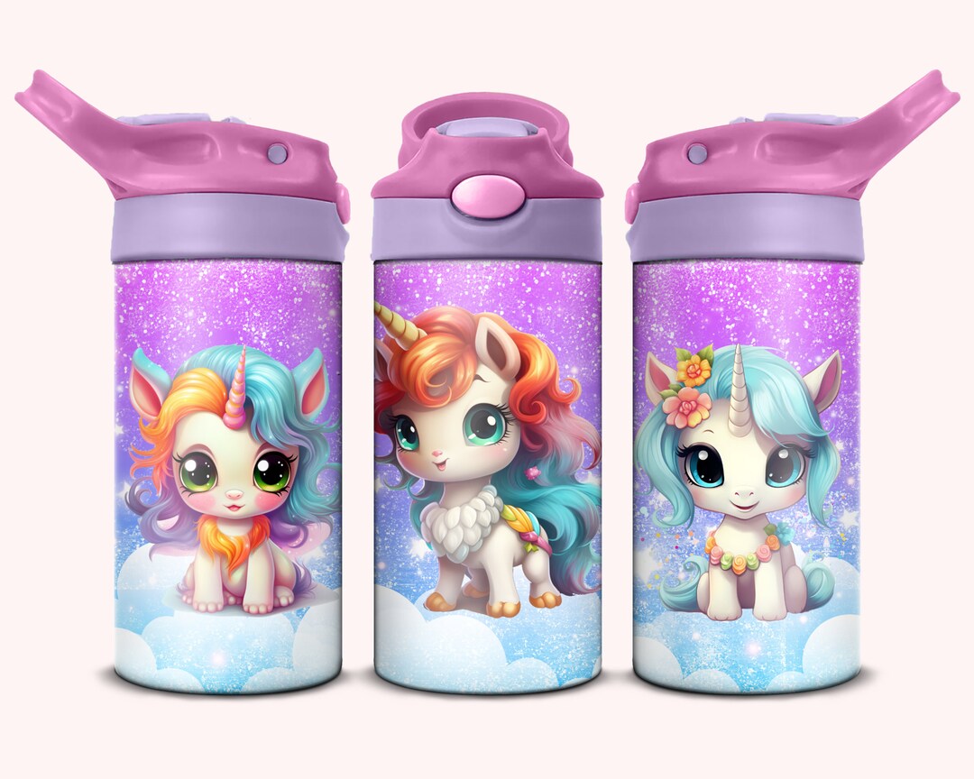 Unicorn Sippy Cup - 12oz Tumbler Flip Top PNG for Kids & Unicorn Wrap ...