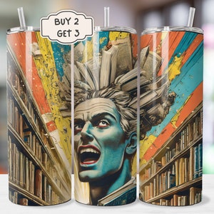 Bookman Tumbler - 20oz Booklover Tumbler Wrap, Printable PNG Sublimation Design, Digital Download, Gift for Book lovers, Book Tumbler