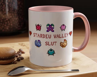 Stardew Valley Slut Mug - 11oz Stardew Valley Mug, Pelican Town, Pixel Art, Junimo Design, Gamer Gift, Gift for Her, Sarcastic Coffee Mug