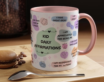 Kids Affirmations Mug - 11oz Kids Daily Affirmations Cup, Gift for Kid, Kids Mindset Mug, Inspirational Gift, Mental Health Mug, Positive