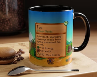 Stardew Valley Tea Mug - 11oz Stardew Valley Mug, Pelican Town Pixel Art Mug, Junimo Design, Gift for Gamers, Stardew Valley Tea Cup