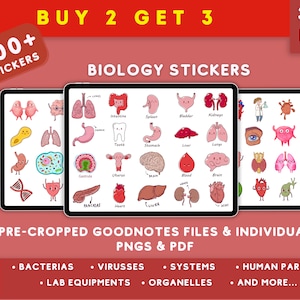 Biologie-Aufkleber, Anatomie-Aufkleber, Digitale Biologie-Aufkleber, Digitale Anatomie-Aufkleber, Aufkleber für menschliche Teile, Mikrobiologie-Aufkleber