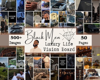 2026 Black Men Luxury Life Vision Board Kit Printables, Vision Board Template, Words and Affirmations