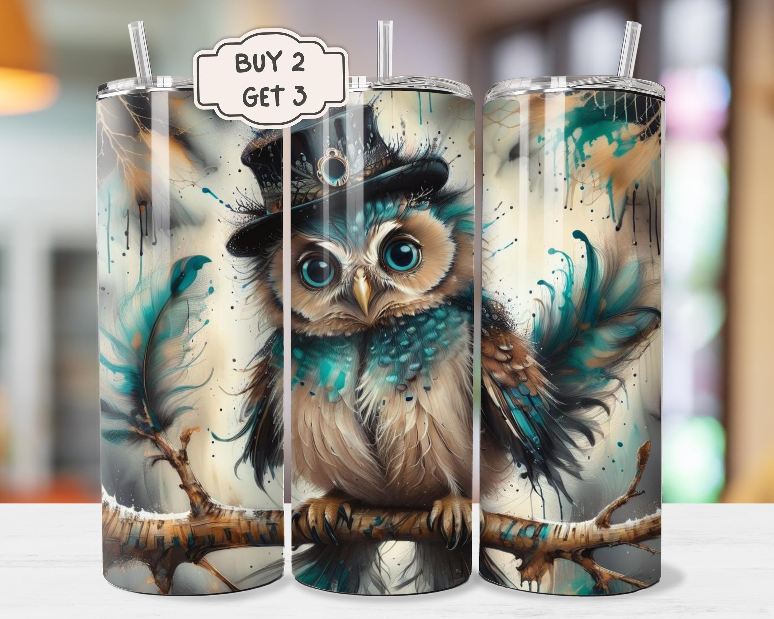 Owl Tumbler - 20oz Owl Tumbler Wrap, Cute Animal Tumbler PNG, Owl Sublimation, Colowful Owl Tumbler,