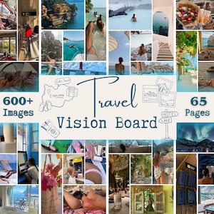 2026年の旅行ビジョンボード印刷用画像キットPDF（旅行目標、実現、引き寄せの法則付き）
