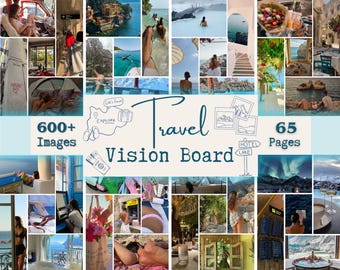 2026 Travel Vision Board Printable Images Kit PDF with for Travel Goals, Manifestation and the Law of Attraction
