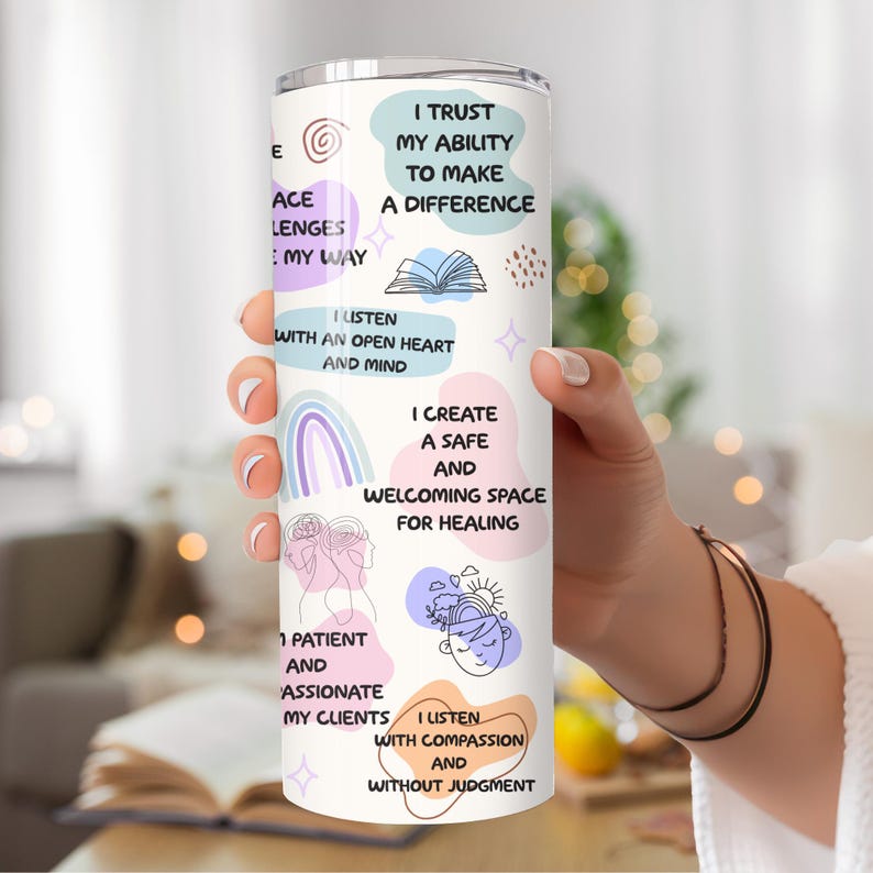 Psychologist Affirmations Tumbler 20oz Psychologist Sublimation Wrap