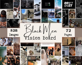 Kit de tableau de visualisation pour hommes noirs, tableau de vision 2026, images imprimables de tableau de vision, modèle de tableau de vision, mots et affirmations, cadeau pour lui