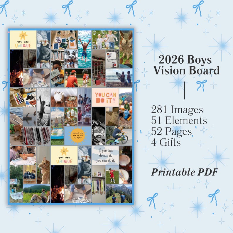 Kids Vision Board, Boys Vision Board, 2026 Vision Board Kit, Vision Board Printable, Kids Affirmations, Kids Positive Quotes image 3