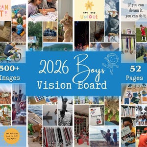 Kids Vision Board, Jungen Vision Board, 2026 Vision Board Kit, Vision Board bedruckbar, Kinder Affirmationen, Kinder positive Zitate