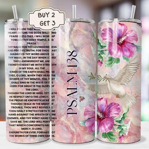 Psalm 231 Bible Verse Tumbler - 20oz Christian Sublimation Design, Religious Tumbler,Jesus Tumbler Wrap Printable PNG, Bible Verse Tumbler