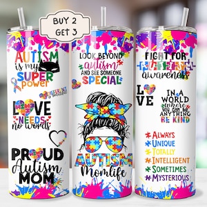 Autism Mom Tumbler, 20 oz Skinny Sublimation Tumbler Design, Autism Sublimation Design, Autism Awareness Tumbler Png