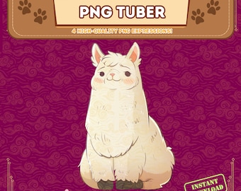Lama carino / Modello Vtuber predefinito / PNG reattivo / VeadoTube / PNGTuber accogliente per lo streaming su Twitch e YouTube / Overlay per streamer