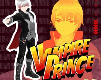 Modello VRoid del Principe Vampiro: Capelli grigi e rossi, Avatar 3D personalizzabile