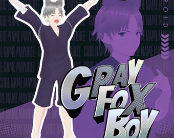 VRoid Fox Boy VTuber Avatar: capelli grigi, abito Jinbei (modello VRM pronto all'uso)