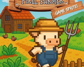 Pixel Farmer NPC Sprite / Personaggio a 4 direzioni / Risorse per giochi di fattoria / Pixel art per giochi di ruolo retrò / Sprite per giochi 2D per Unity Godot RPG Maker