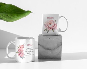 Custom Flower Mama Mug, Día de las Madres Gift, Mama Gift, Plant Lover Mug, Mom’s Birthday Gift, Mom’s Garden Mug, Custom Flowers Mug