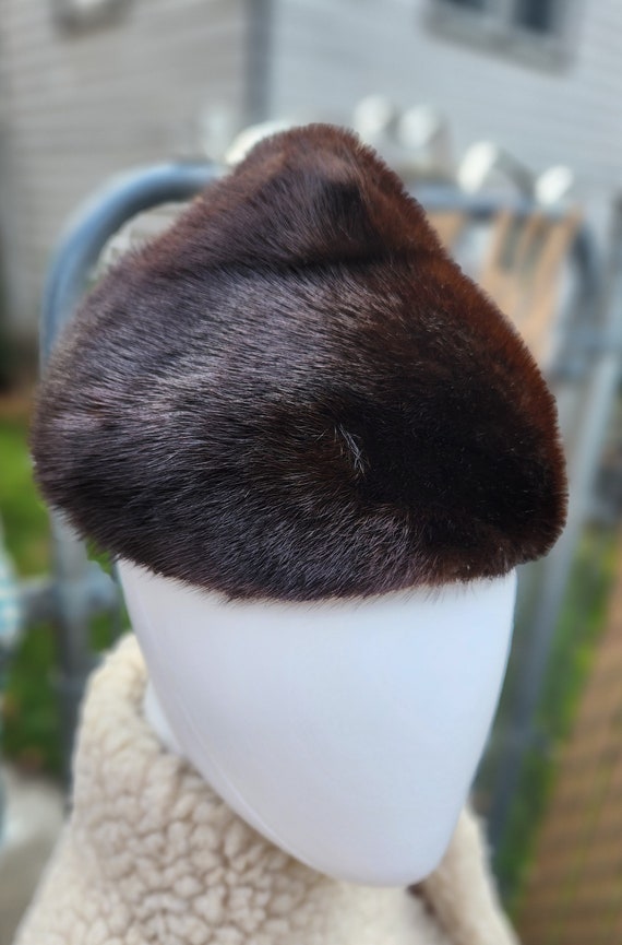 40's 50's Ladies Mink Hat Cap Top Knot Kaufmann's… - image 2