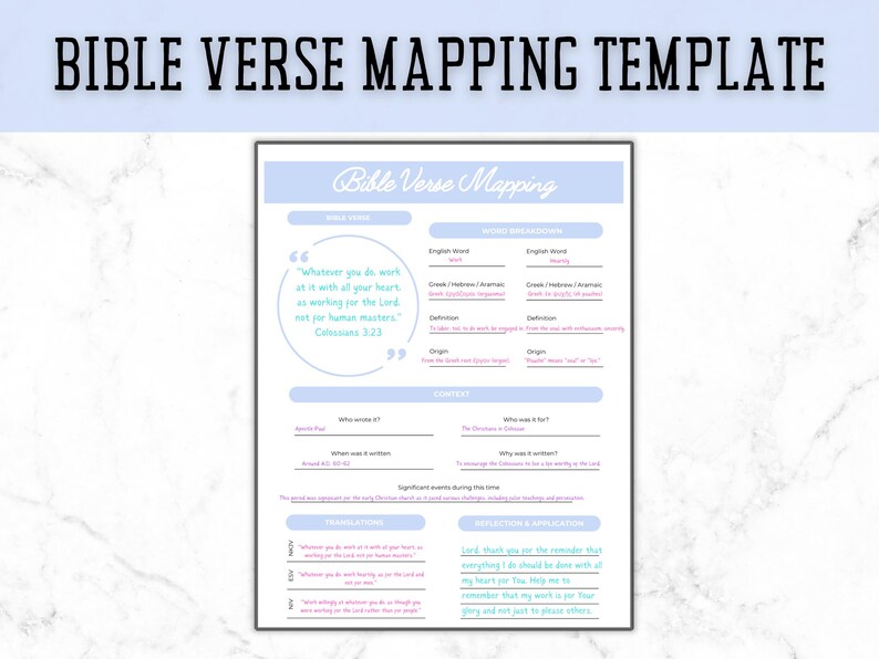 Bible Study Guide | Verse Mapping | Bible Study Printable | Bible Study ...