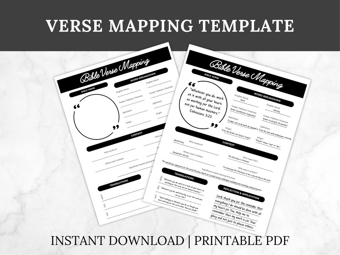 Verse Mapping Bible Study Guide: Printable Template (digital Download ...