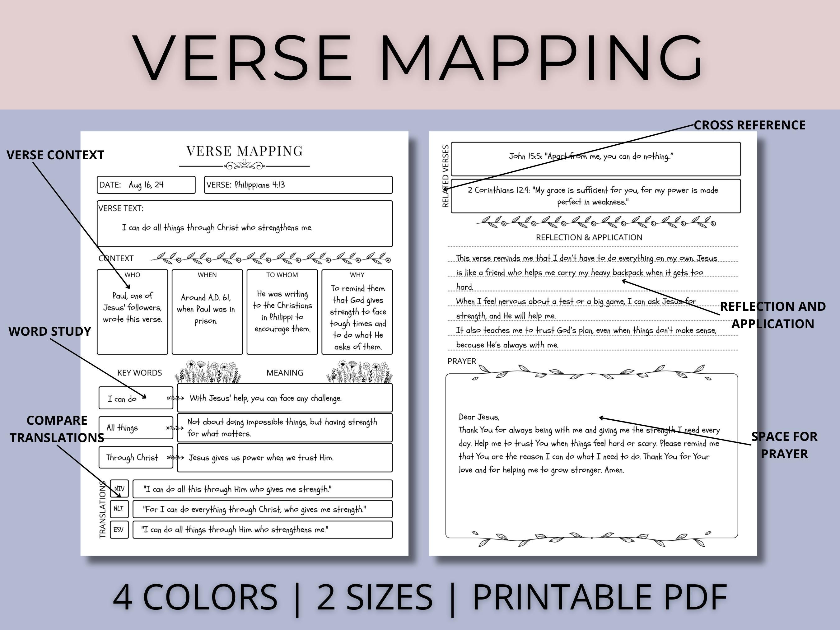 Verse Mapping | Bible Study Guide | Bible Study Template | Bible Verse ...