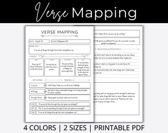 Verse Mapping | Bible Verse Mapping | Bible Study Guide | Bible Study Template | Sermon Notes | Bible Study Printable | Minimalist Verse Map