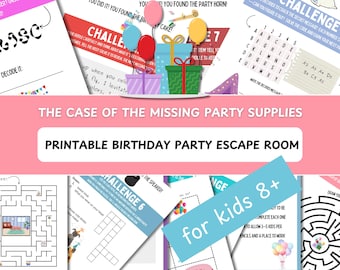 Utskrivbart födelsedags-escape room för barn: Partyspel (PDF)