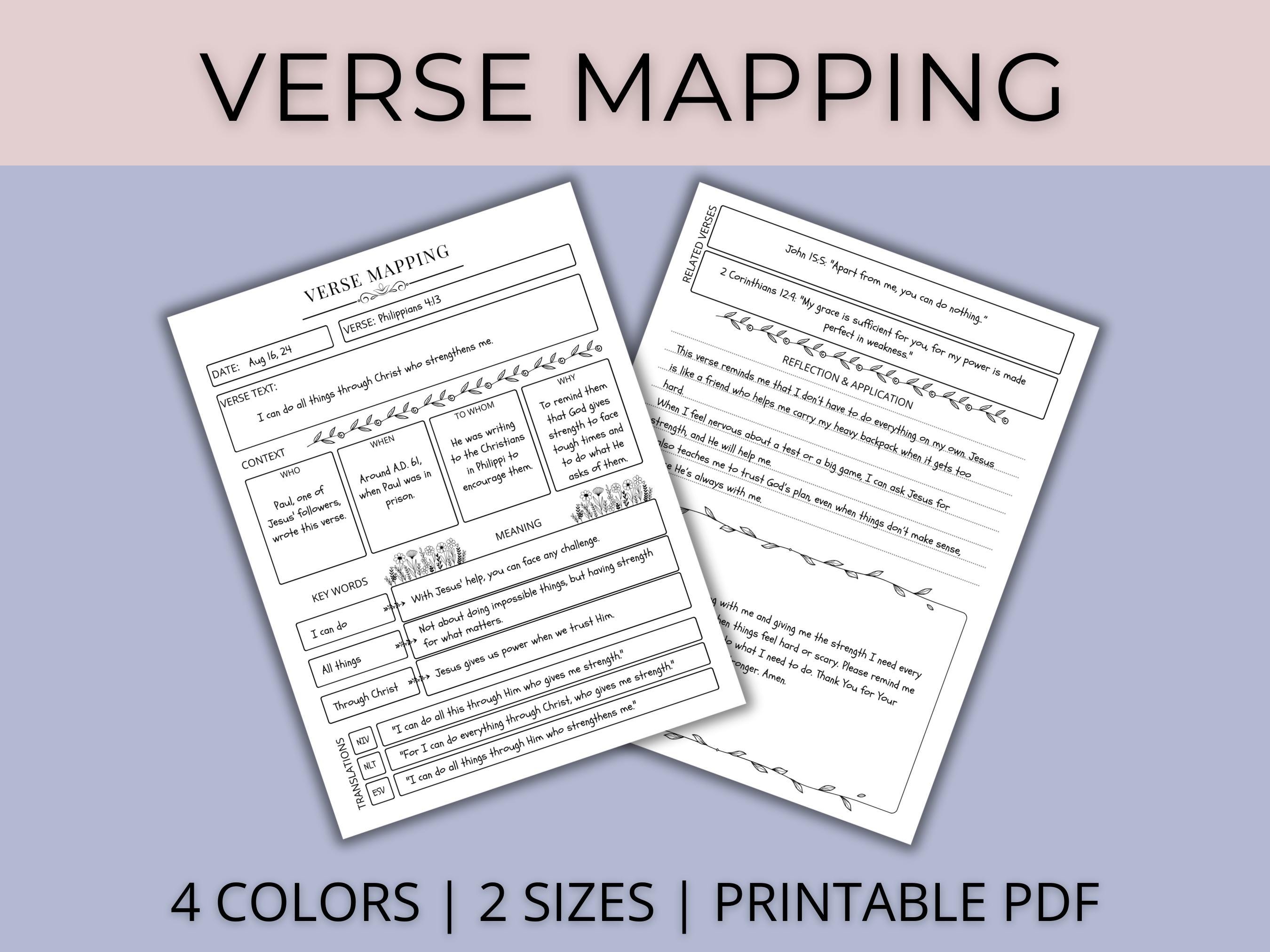 Verse Mapping | Bible Study Guide | Bible Study Template | Bible Verse ...