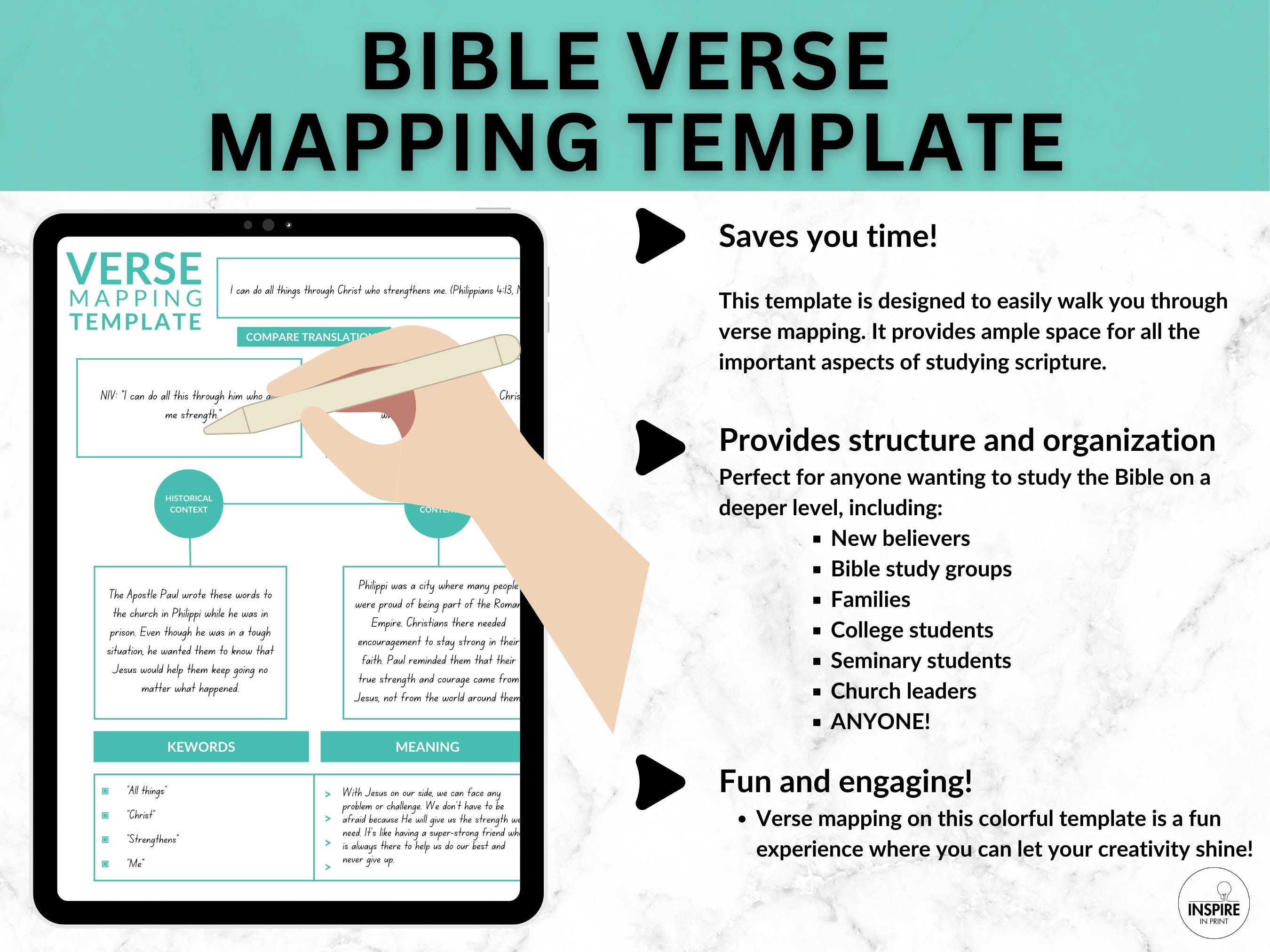 Verse Mapping | Bible Study Guide | Bible Study Template | Bible Verse ...