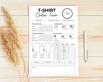 TShirt Bestellschein | T-Shirt Rechnungsvorlage | T-Shirt Bestellschein | Shirt Bestellschein | Bestellschein | T-Shirt Bestellschein | Veränderbares Bestell-Formular
