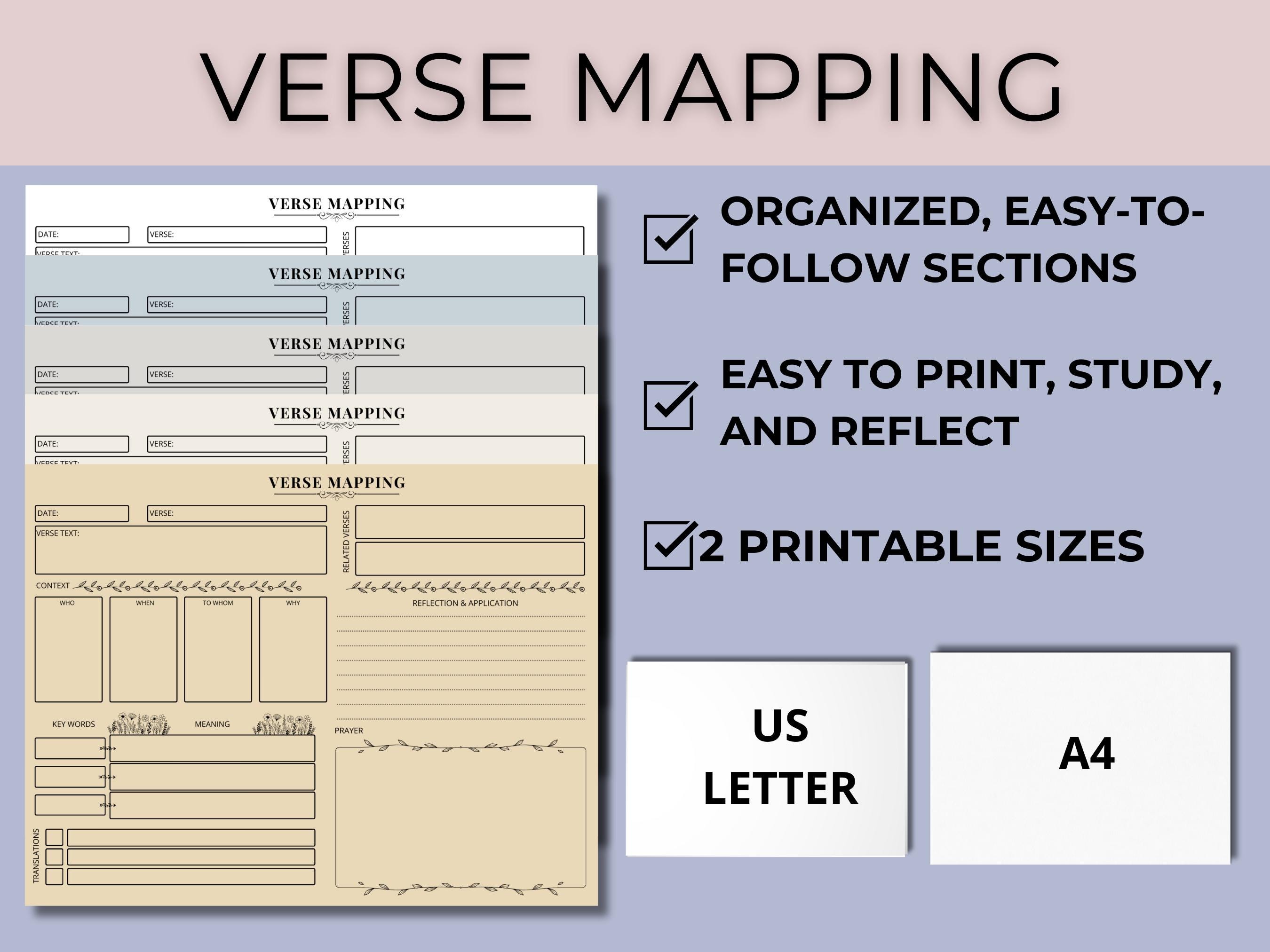 Verse Mapping | Bible Study Guide | Bible Study Template | Bible Verse ...