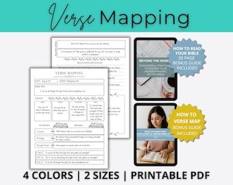 Mapeo de versículos / Mapeo de versículos bíblicos / Guía de estudio bíblico / Mapeo de versículos bíblicos / Notas de sermones / Estudio bíblico imprimible / Diario de estudio bíblico