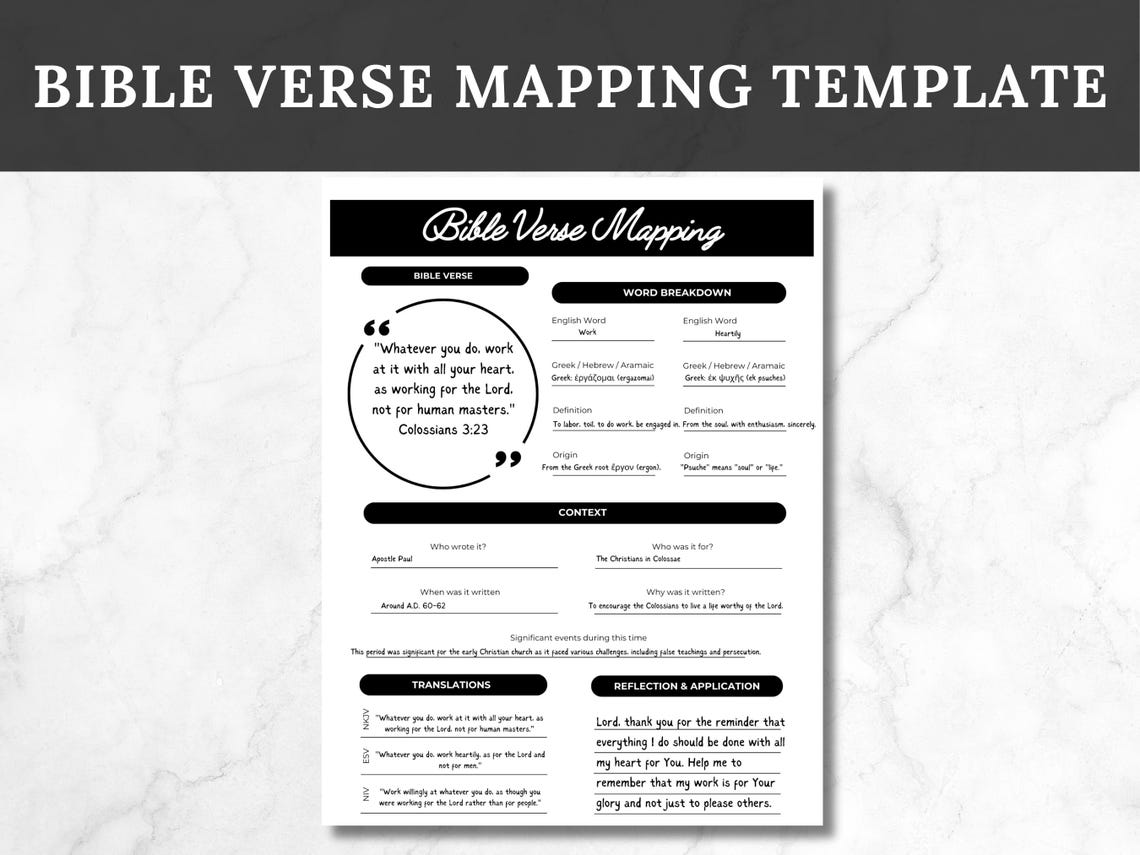 Verse Mapping Bible Study Guide: Printable Template (digital Download ...