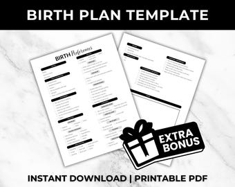 Printable Birth Plan Template: Pregnancy Journal Pages (PDF Download)